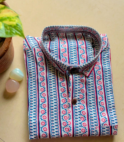Breezy Blue Pahadi Look Full Sleeve Shirt