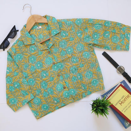Lemon Turquoise Pure Cotton Crop Top